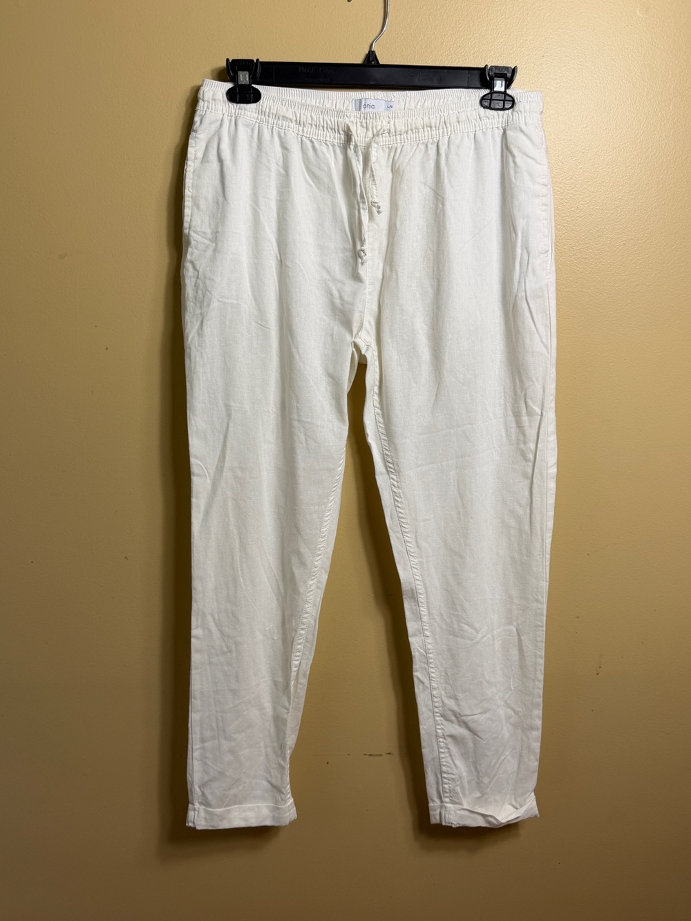 Onia Womens Air Linen Pull-On Drawstring Pants White Size Large
